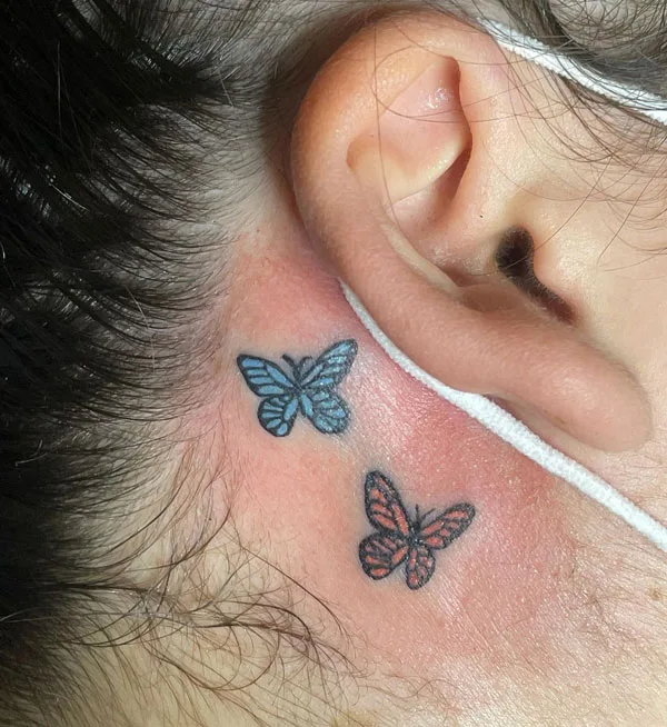 Butterfly tattoo behind ear 72