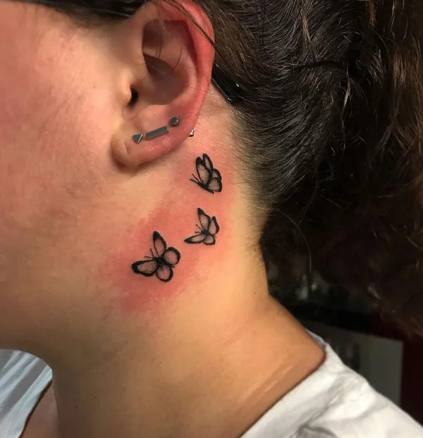 Butterfly tattoo behind ear 73