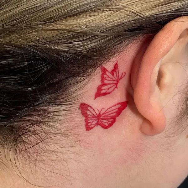 Butterfly tattoo behind ear 74