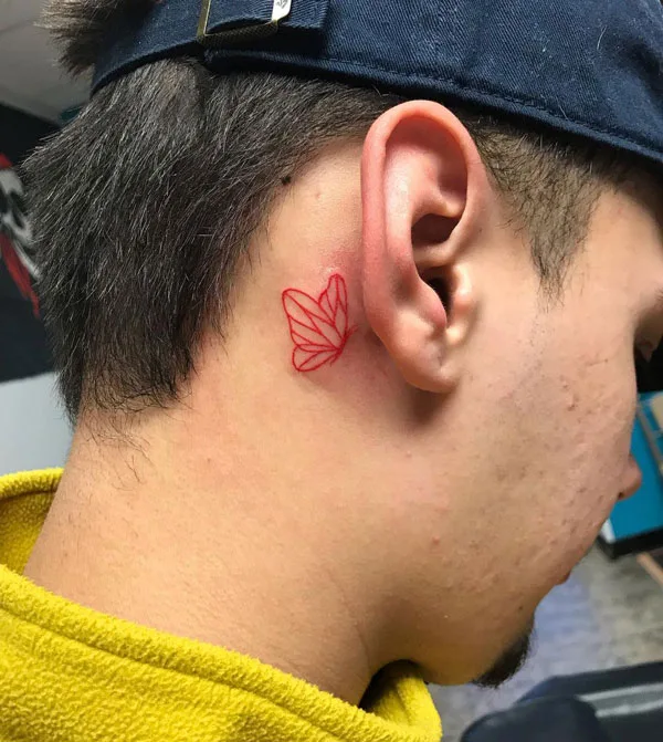 Butterfly tattoo behind ear 76