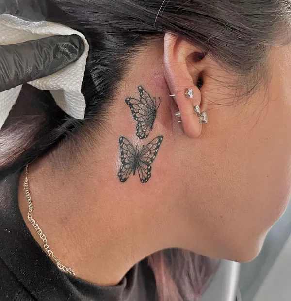 Butterfly tattoo behind ear 78