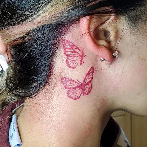 Butterfly tattoo behind ear 82