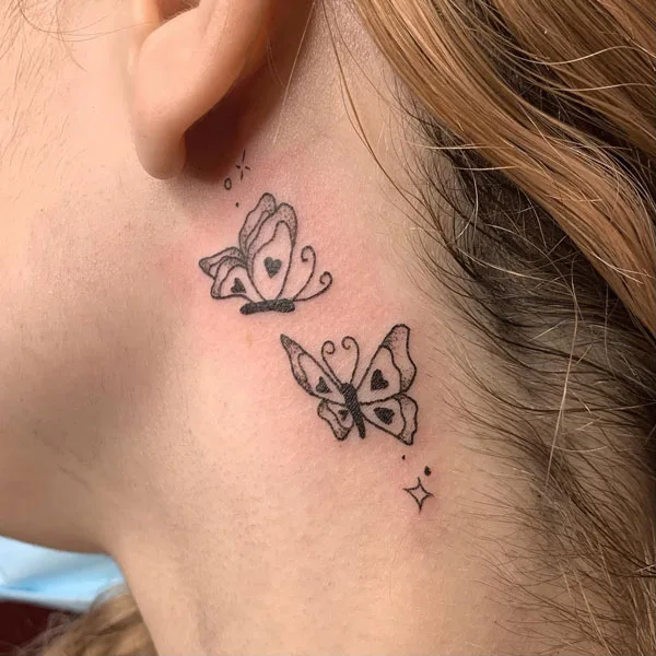 Butterfly tattoo behind ear 83