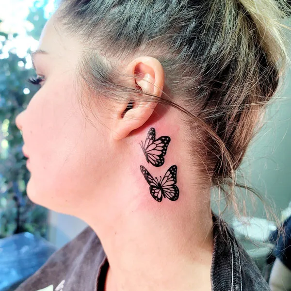 Butterfly tattoo behind ear 85