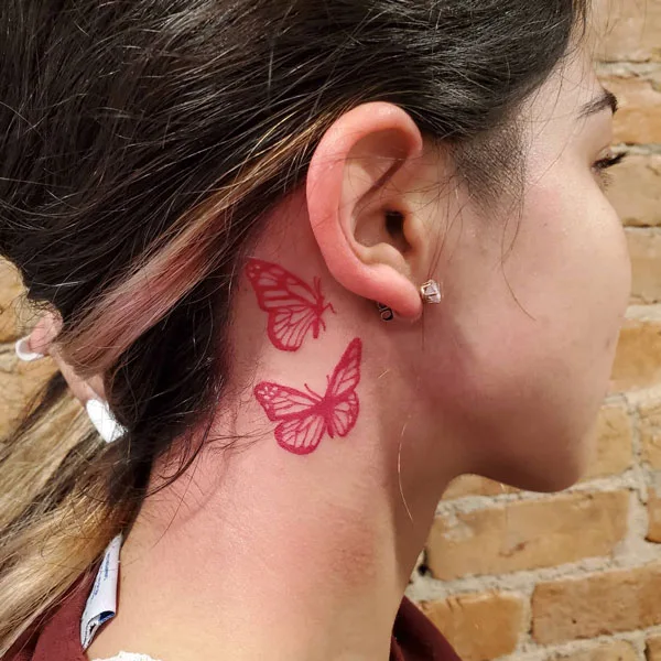 Butterfly tattoo behind ear 87