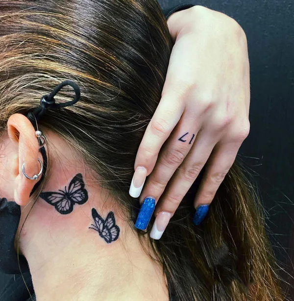 Butterfly tattoo behind ear 88