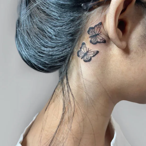 Butterfly tattoo behind ear 89