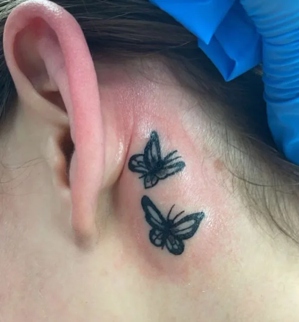 Butterfly tattoo behind ear 95