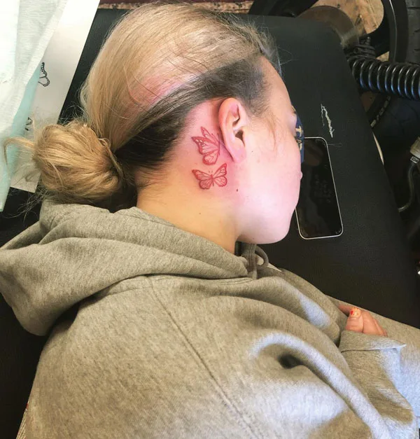 Butterfly tattoo behind ear 96