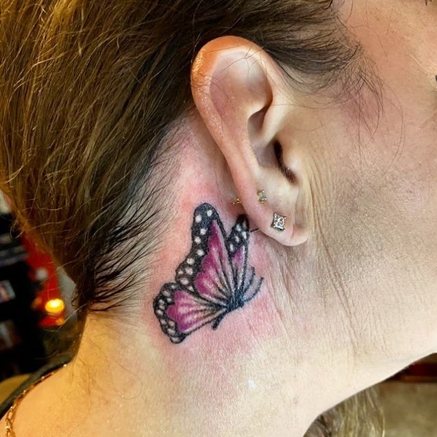 Butterfly Tattoo with Half Spread Wings with Dots on It