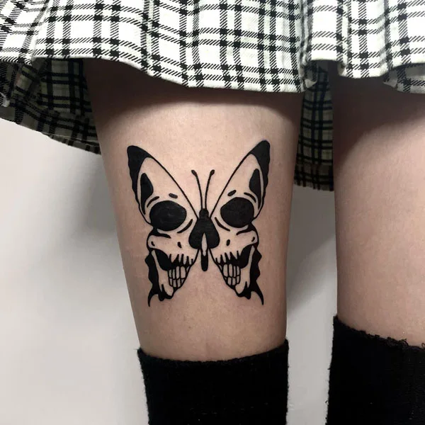 Butterfly thigh tattoo 2