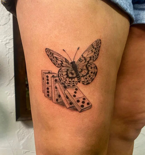 Butterfly thigh tattoo 51