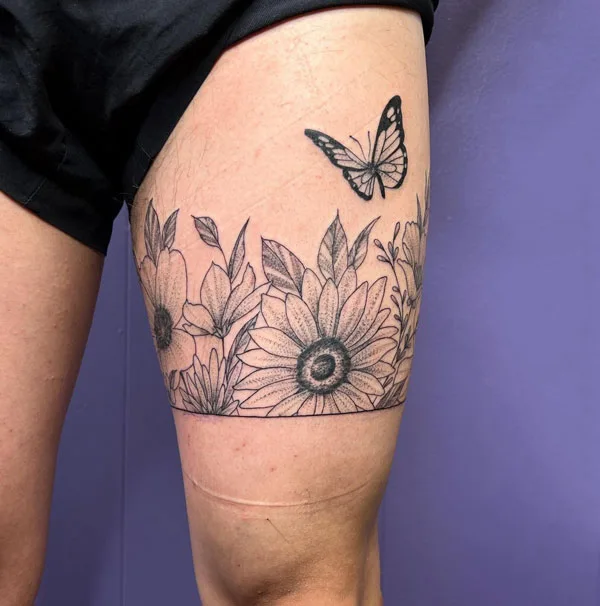 Butterfly thigh tattoo 65