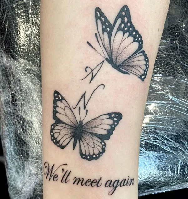 Butterfly thigh tattoo 85