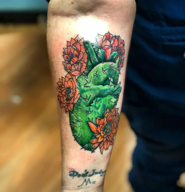 Cactus Heart Tattoo 1