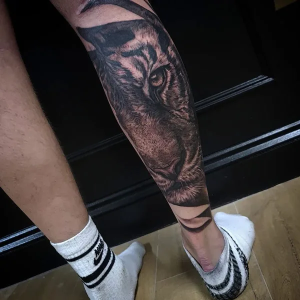 Calf Tiger Tattoo