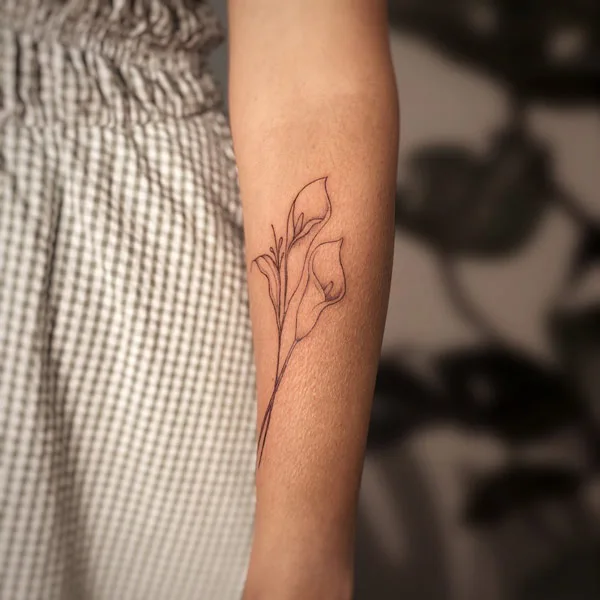 Calla Lily Fine Line Tattoo 1