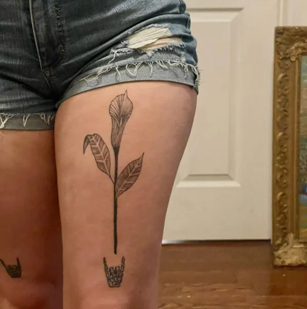 Calla Lily Thigh Tattoo