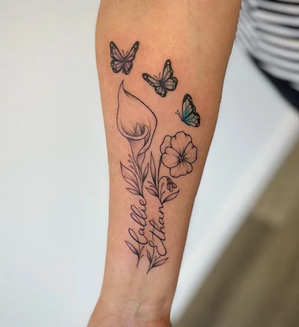 Calla Lily and Butterfly Tattoo 1
