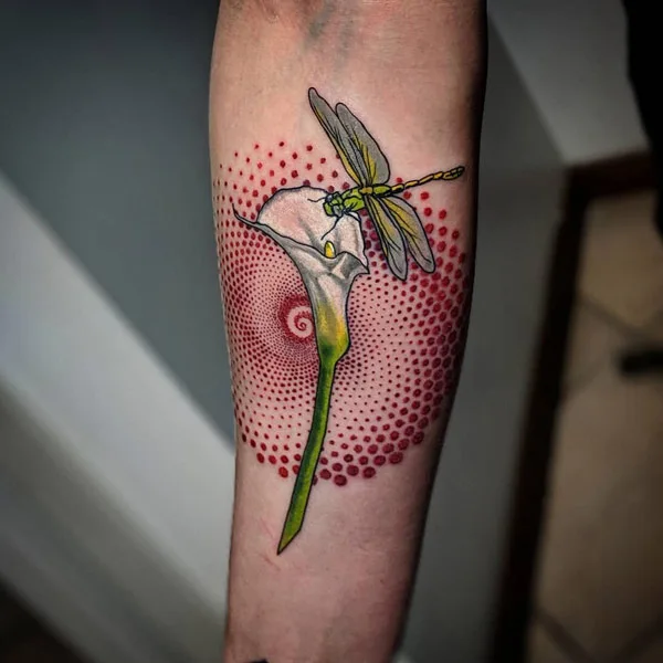 Calla Lily and Dragonfly Tattoo