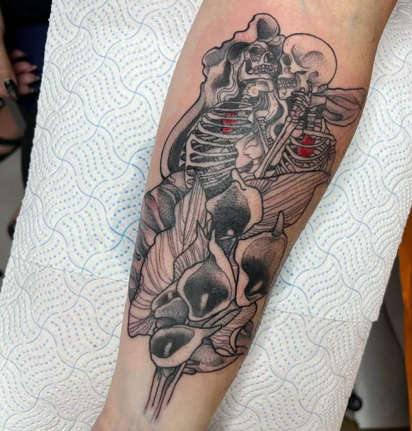 Calla Lily and Skeleton Tattoo