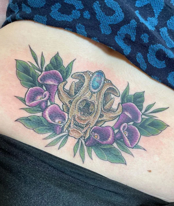 Calla Lily and Skull Tattoo