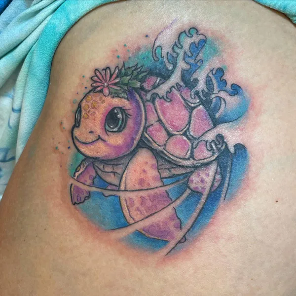 Cartoon Sea Turtle Tattoo 1