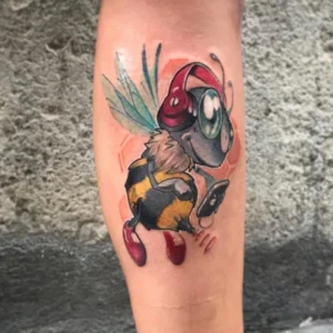 Cartoon bee tattoo 1