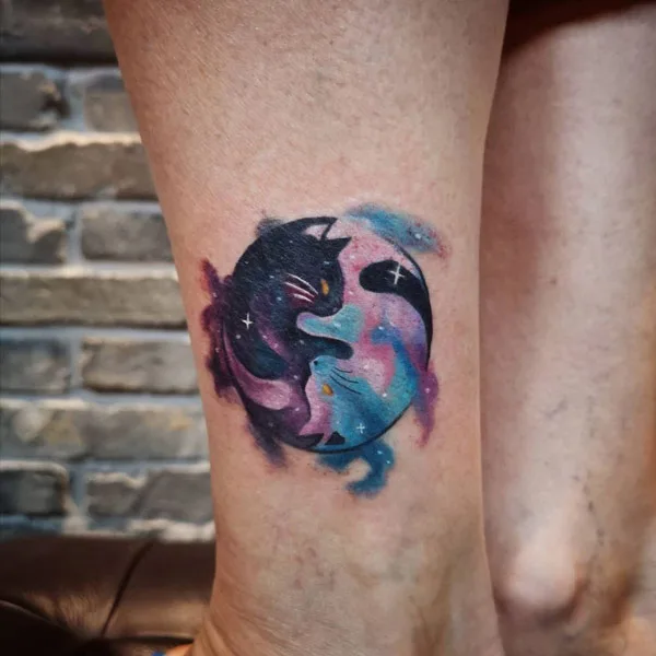 Cat Yin Yang Tattoo 2
