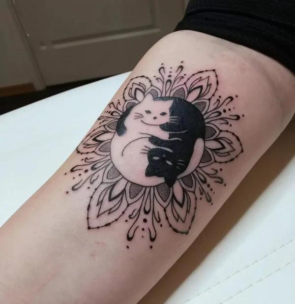 Cat Yin Yang Tattoo 3