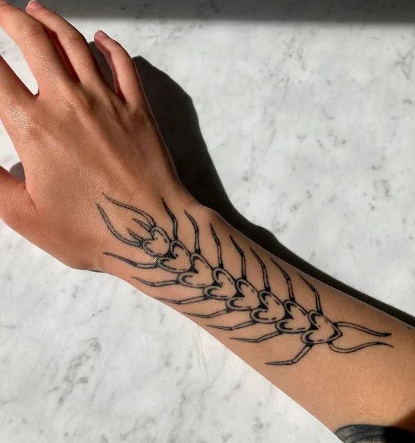 Centipede Hand Tattoo