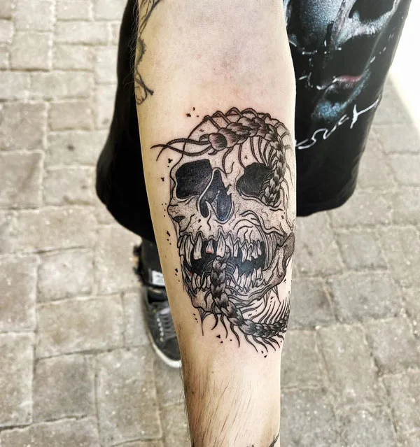 Centipede Skull Tattoo