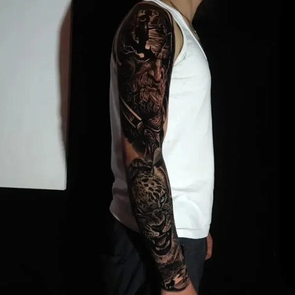 Cheetah sleeve tattoo