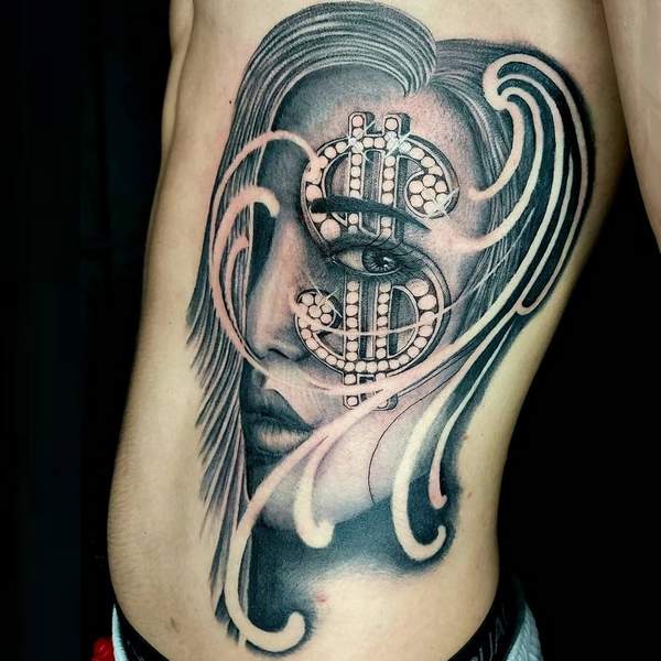 Chicano Dollar Sign Tattoo 1