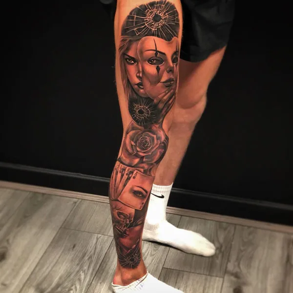 Chicano Leg Sleeve Tattoo 1