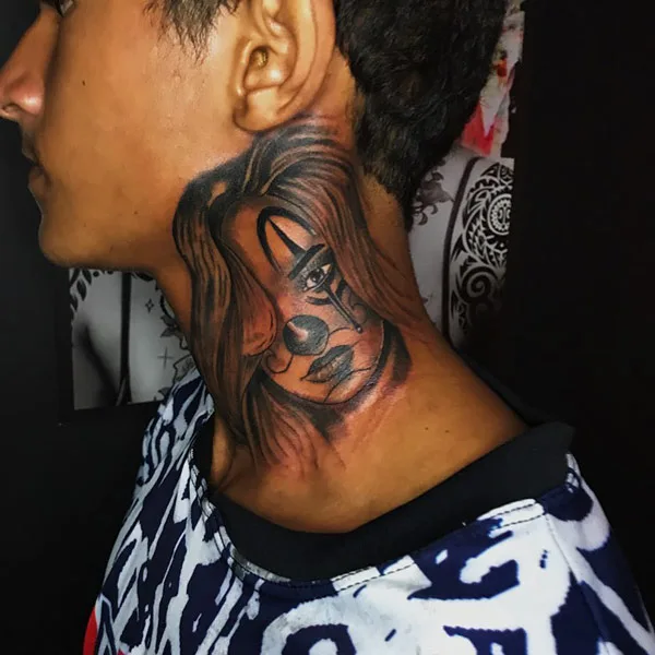 Chicano Neck Tattoo 1