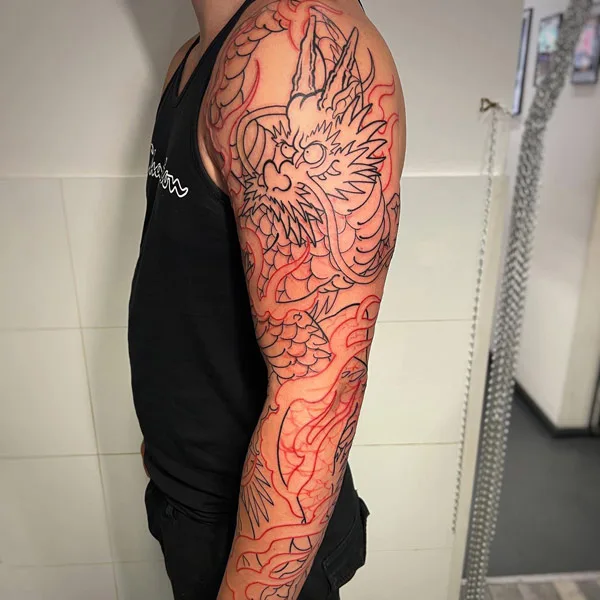 Chinese Dragon Sleeve Tattoo 1