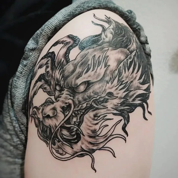 Chinese dragon head tattoo