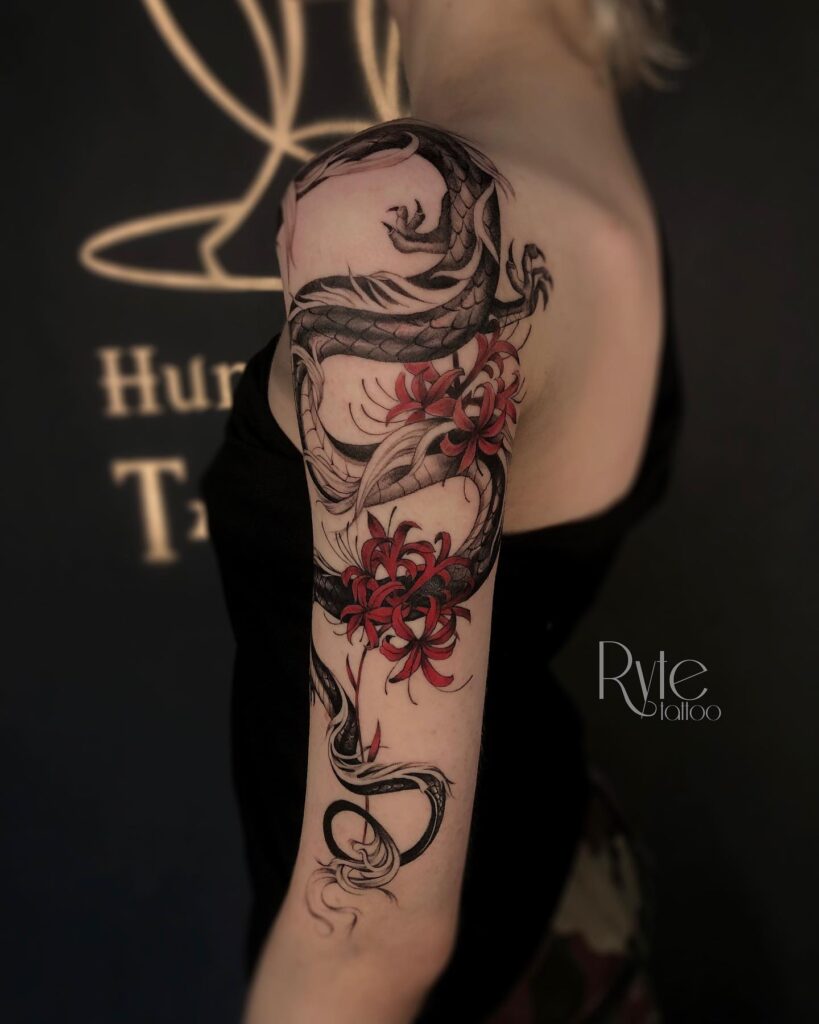 Chinese Dragon Sleeve Tattoo Designs for Girls: Captivating and Mythical Ink
