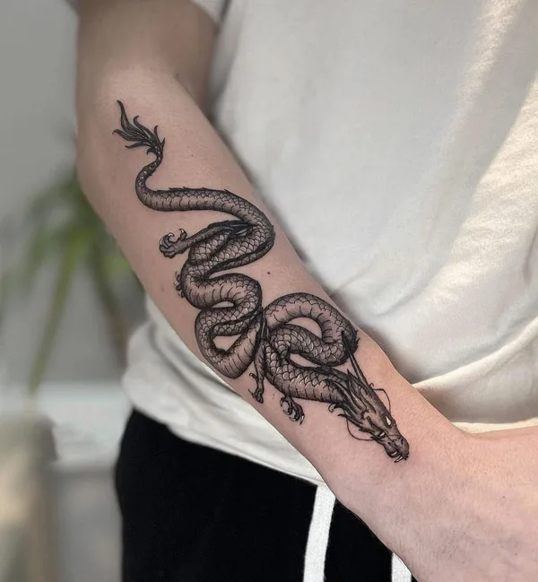 Chinese dragon tattoo forearm 1