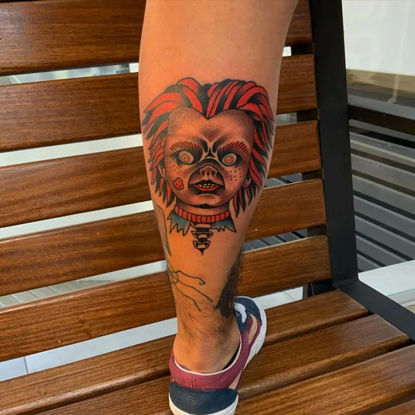 Chucky face tattoo
