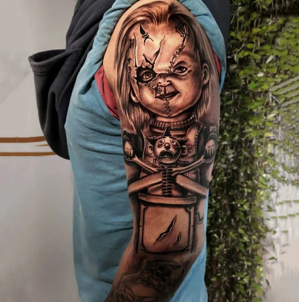 Chucky sleeve tattoo