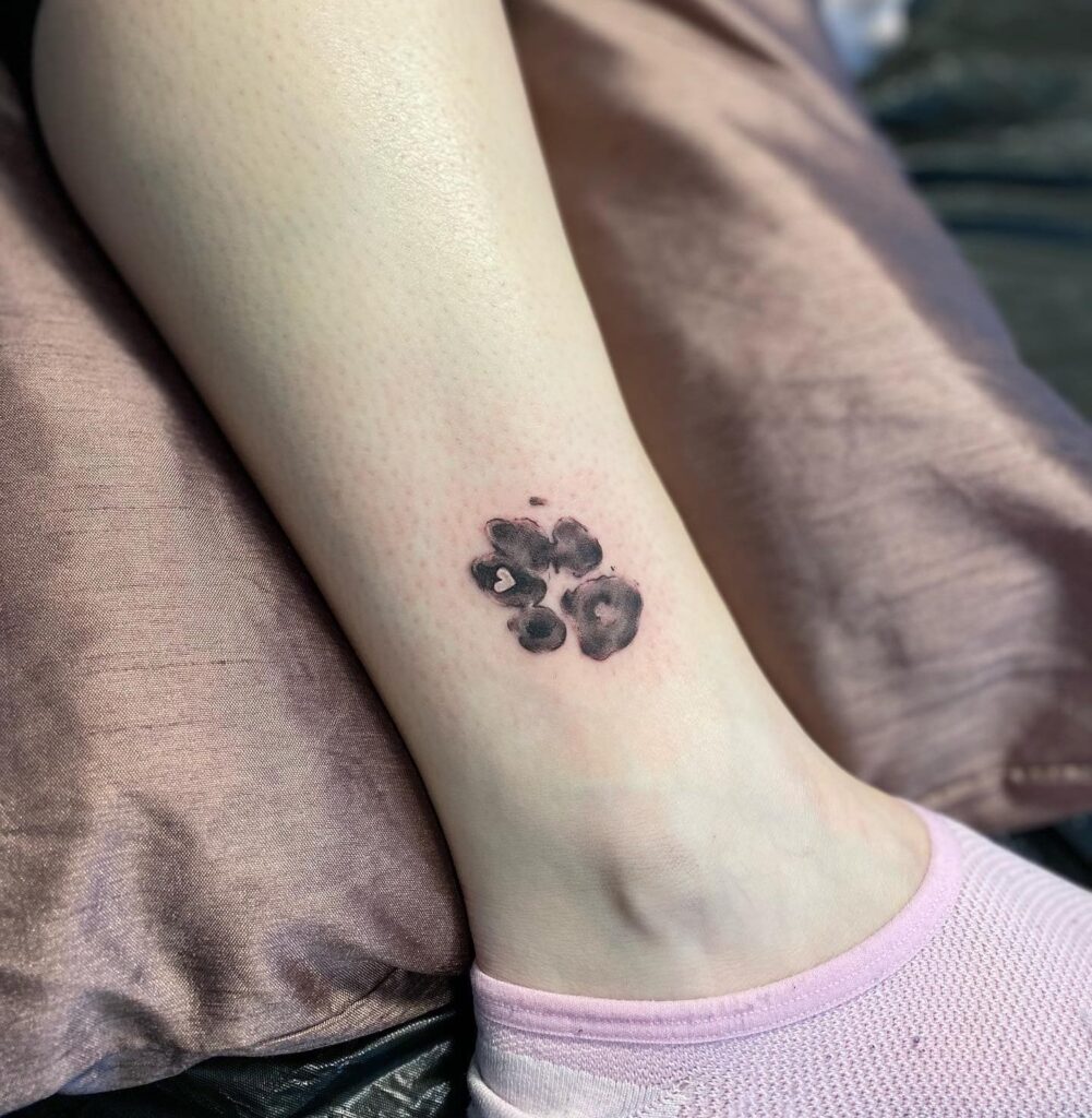 Classic Dog Paw Print Tattoo Above the Ankle: Above-the-Ankle Paw