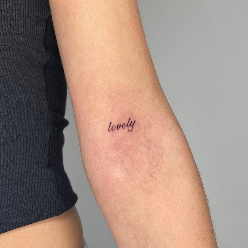 Classy 'Lovely' Text on the Inner Elbow: Lovely Details