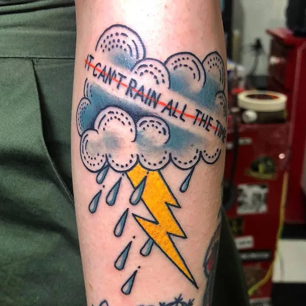 Cloud with lightning bolt tattoo 3