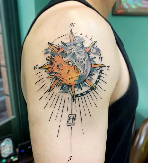 Cloud with sun rays tattoo