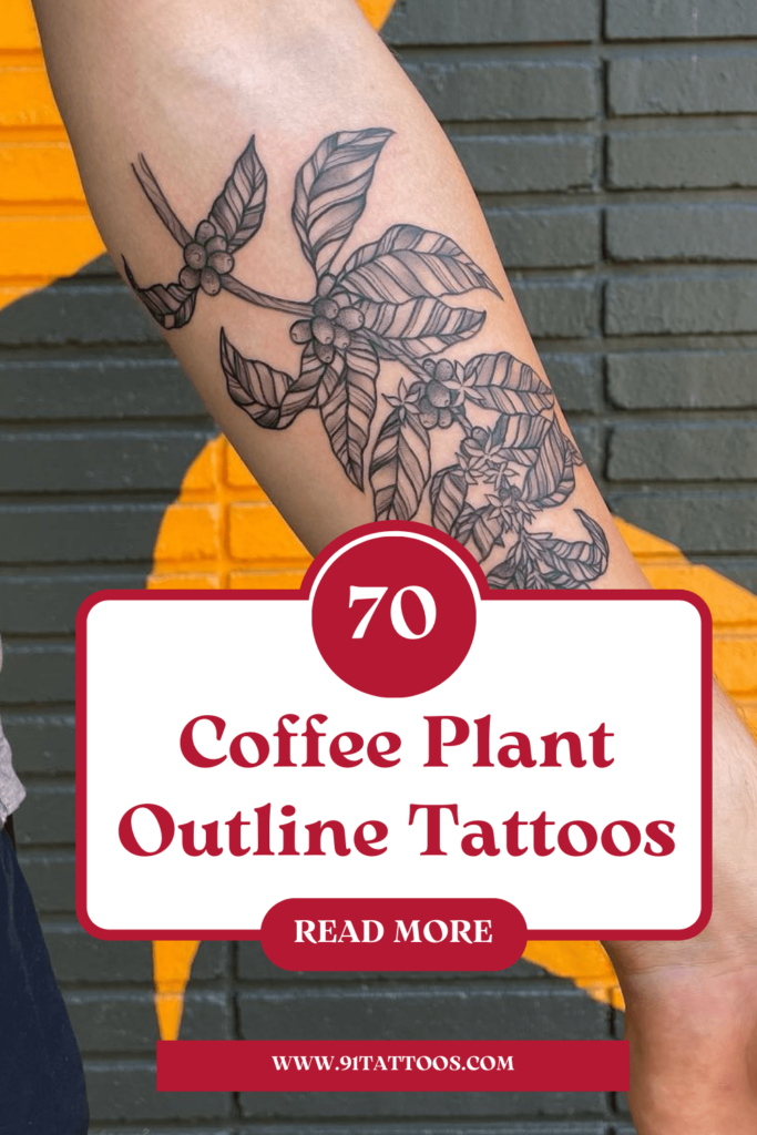 Coffee Plant Outline Tattoos for Subtle Sophistication: Outline Elegance