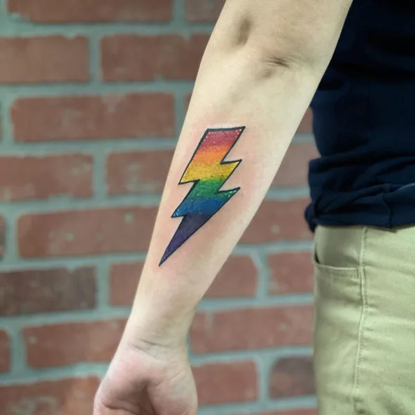 Colorful Lightning bolt tattoo