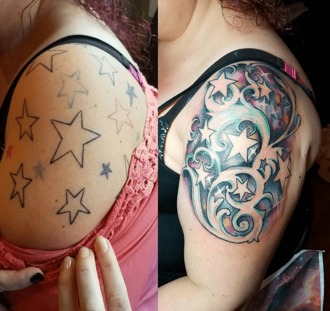 Colorful Galaxy Star Tattoo Colorful Galaxy Star Tattoo
