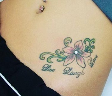 Colorful Live Laugh Love Tattoo Designs on Waist